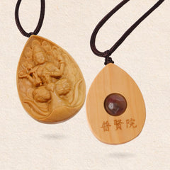 Wooden Kong Que Ming Wang Pendant