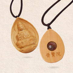 Wooden Guan Yin Pendant